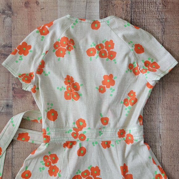 Vintage Orange Poppy Wrap Dress - Picture 4 of 16